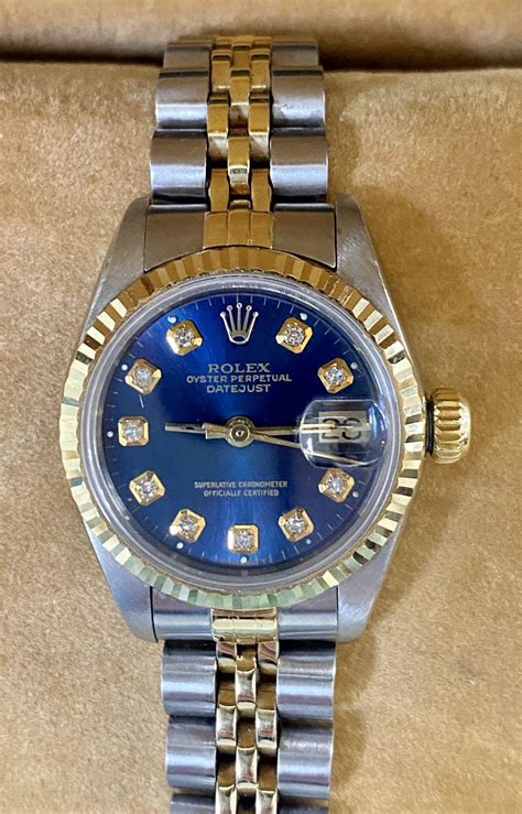 women's blue face rolex watch|rolex with a blue face.